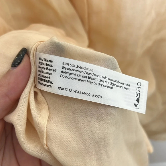EILEEN FISHER Petite Silk Blend Button Up Rounded Collar Blouse - Picture 11 of 12